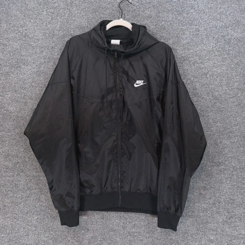 Nike Windrunner Jacket Men Large Black Hooded Mesh Lined Full Zip Sportswear